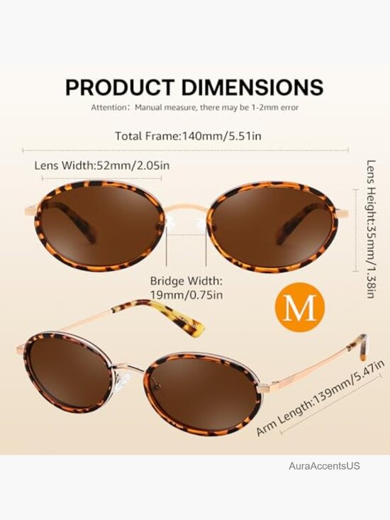 Polarized Oval Metal Sunglasses UV400 Protection Retro Classic Trendy TR90